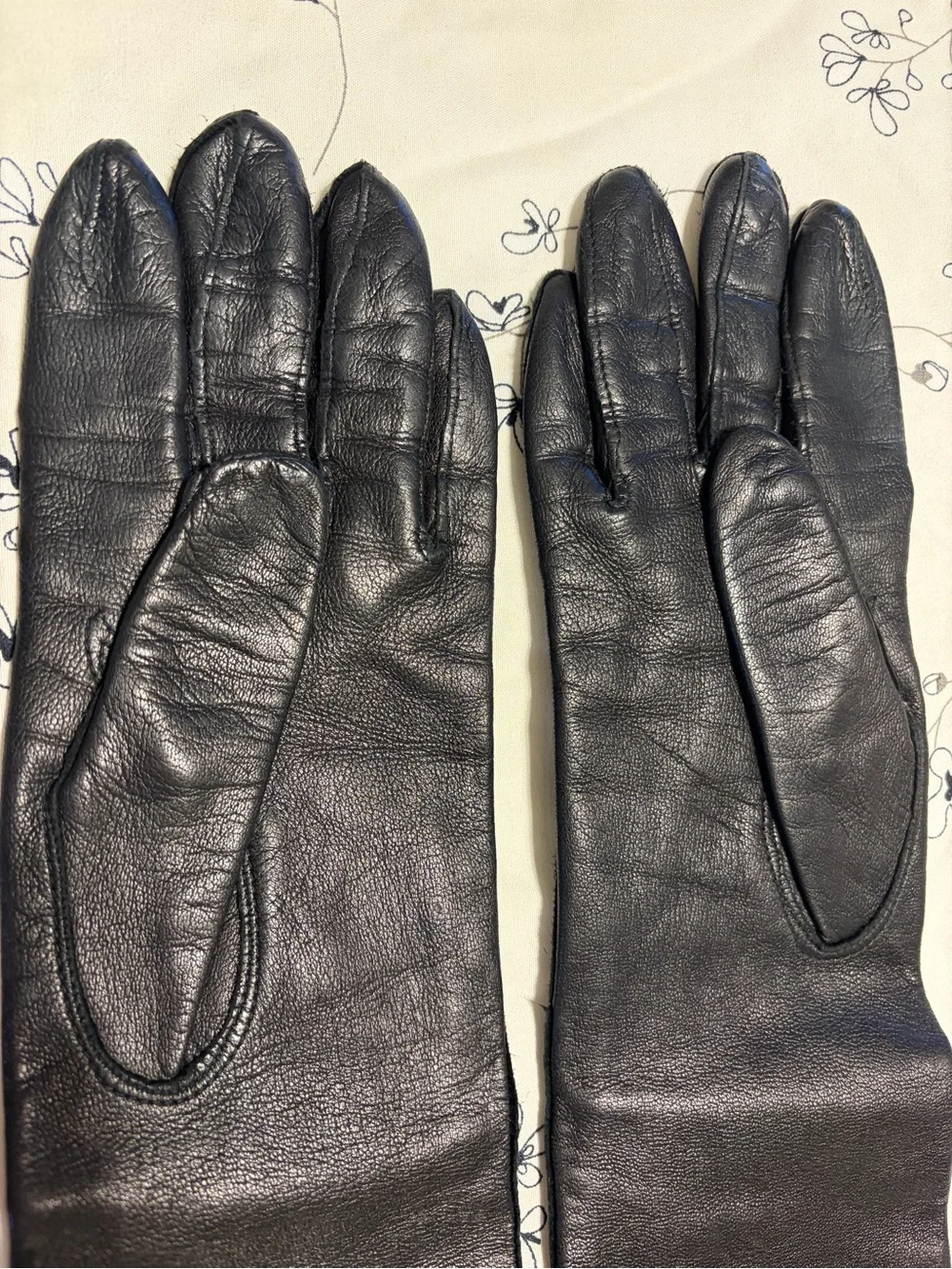 Long Black Leather Gloves Made in Italy 6.5